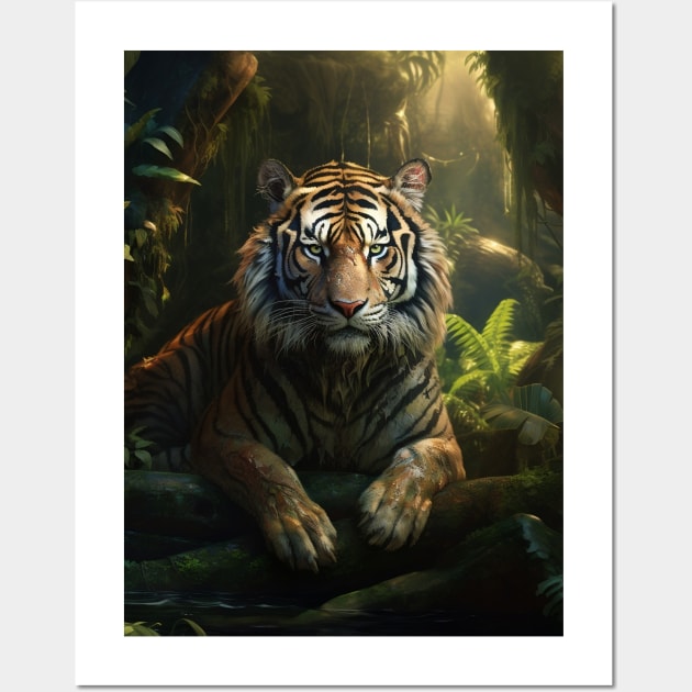 Tiger in the Water Wall Art by Rafael Pando
